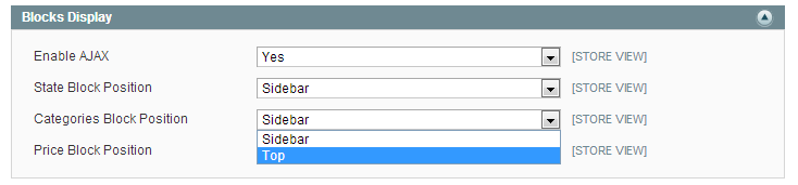 AJAX search admin configuration. You can set different preferences for AJAX filtering. magento ajax search