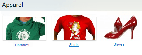 You can display product subcategories along with thumbnails Magento custom menu extension