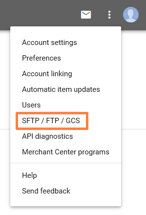 SFTP settings in Google merchant