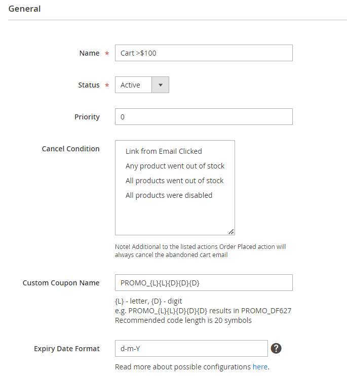 magento 2 abandoned cart campaigns general