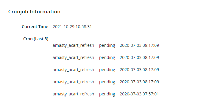 magento 2 acart cronjob info