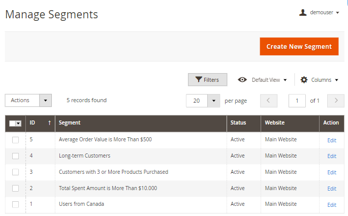 magento 2 acart segments