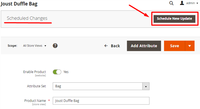 magento 2 scheduled changes