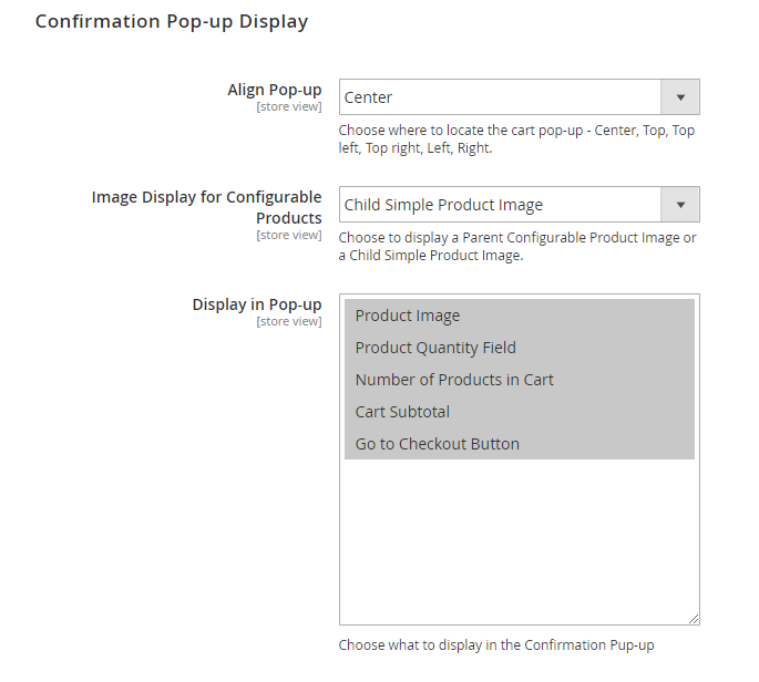 magento 2 ajax shopping cart confirmation popup display