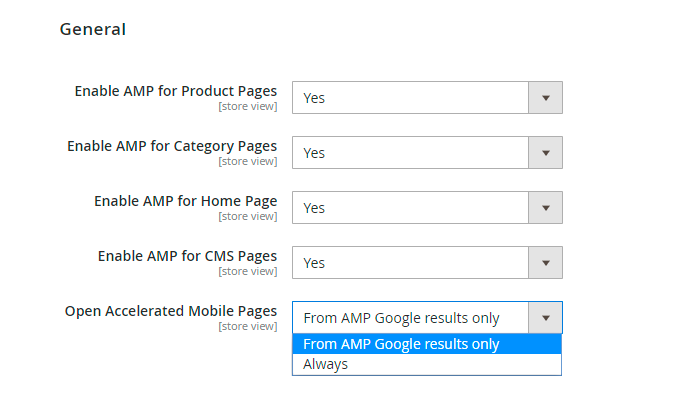 magento 2 amp amp general config