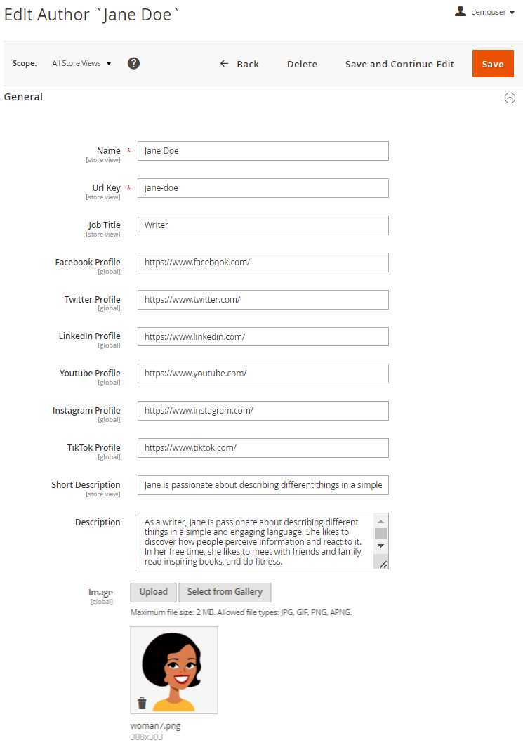 magento 2 blog pro author profile creation