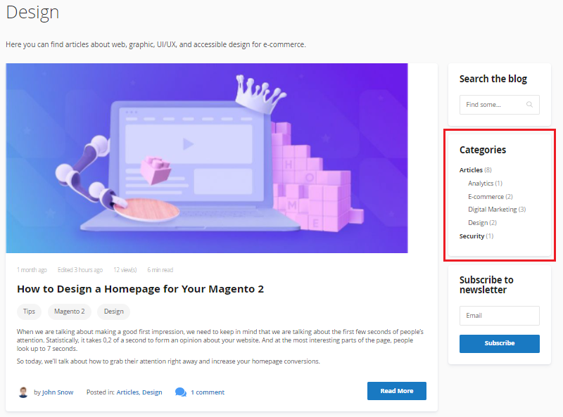 magento 2 blog pro categories example