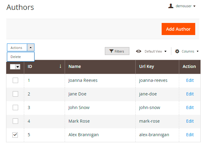 magento 2 blog pro m2 authors grid
