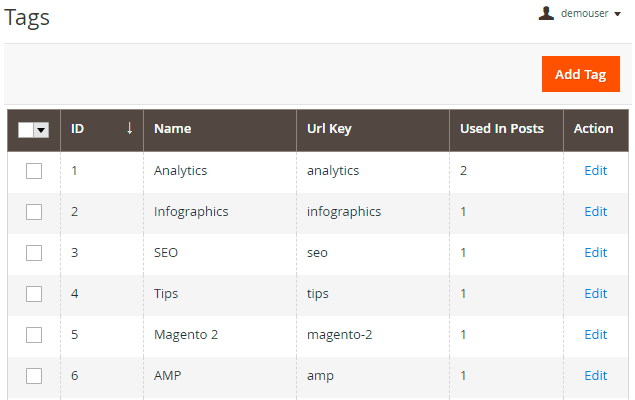 magento 2 blog pro m2 tags grid