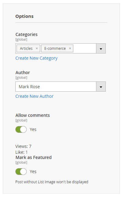 magento 2 blog pro post display options new