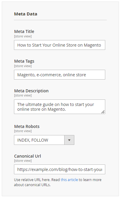 magento 2 blog pro post meta data