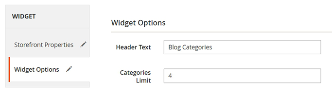 magento 2 blog pro widget blog category options