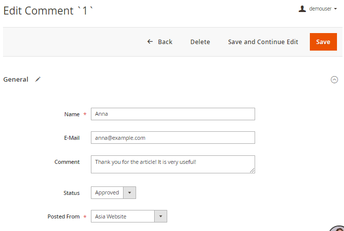 magento 2 blog pro edit comment new