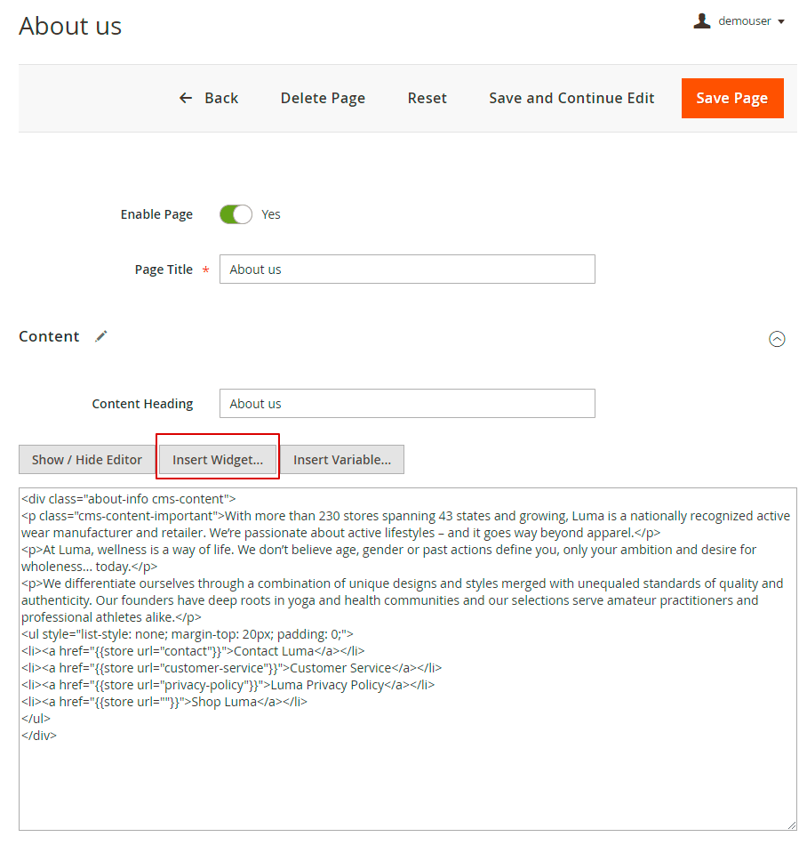 magento 2 blog pro insert widget