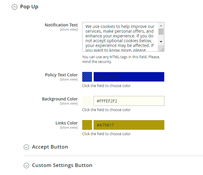 magento   2 cookie   consent popup  bar  customization   