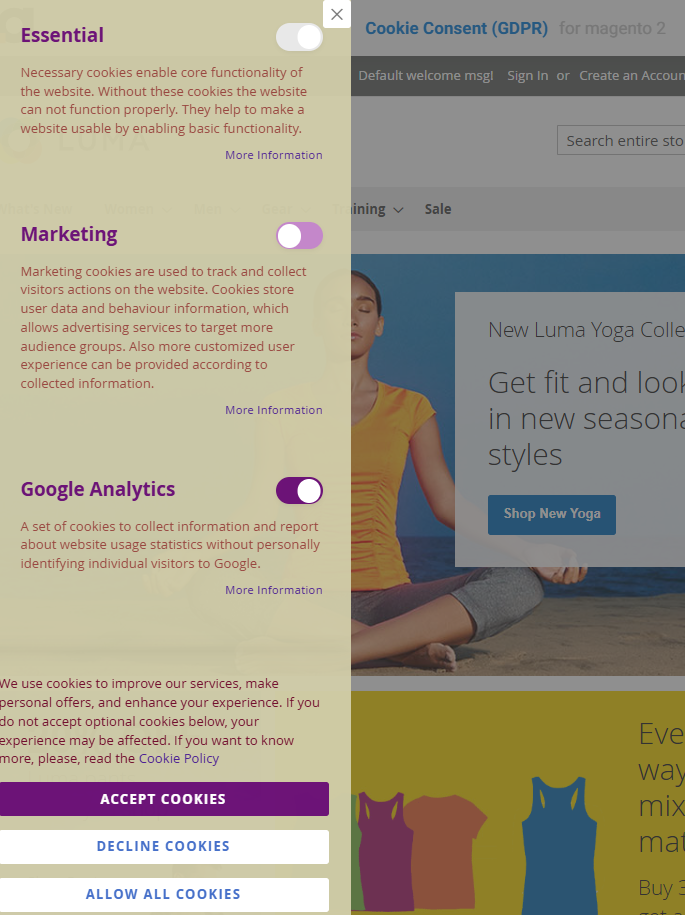 magento   2 cookie   consent side  bar  custom  colors   
