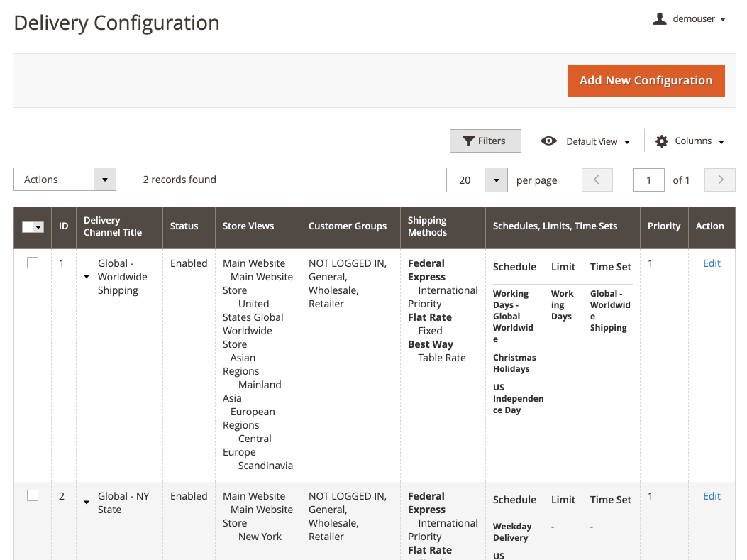 Shipping Exceptions Setup