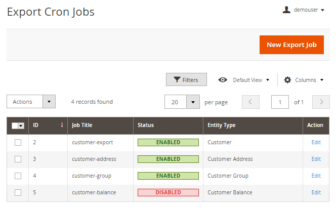 magento 2 export customers cron jobs