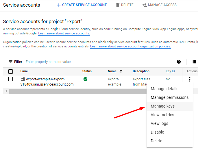 magento 2 export customers drive manage keys