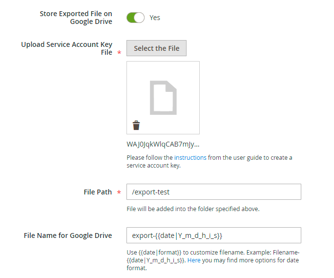 magento 2 export customers drive settings