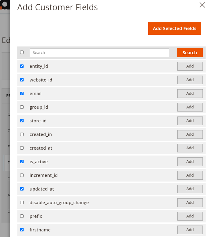 magento 2 export customers fields config root