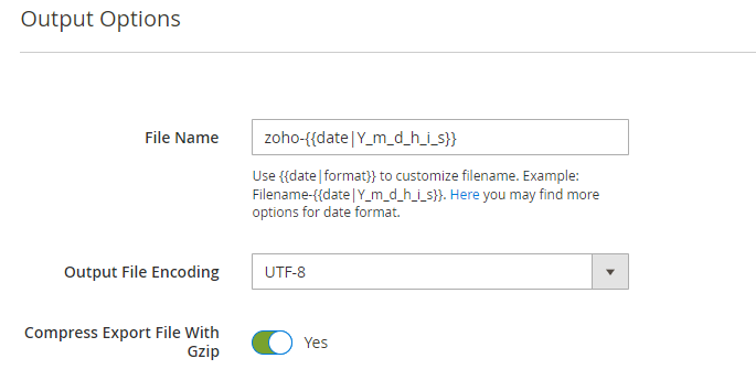 magento 2 export customers output options