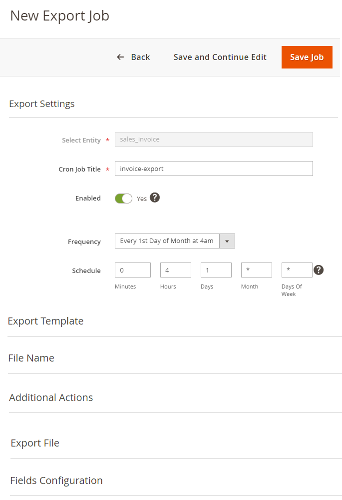 magento 2 export orders export order new job