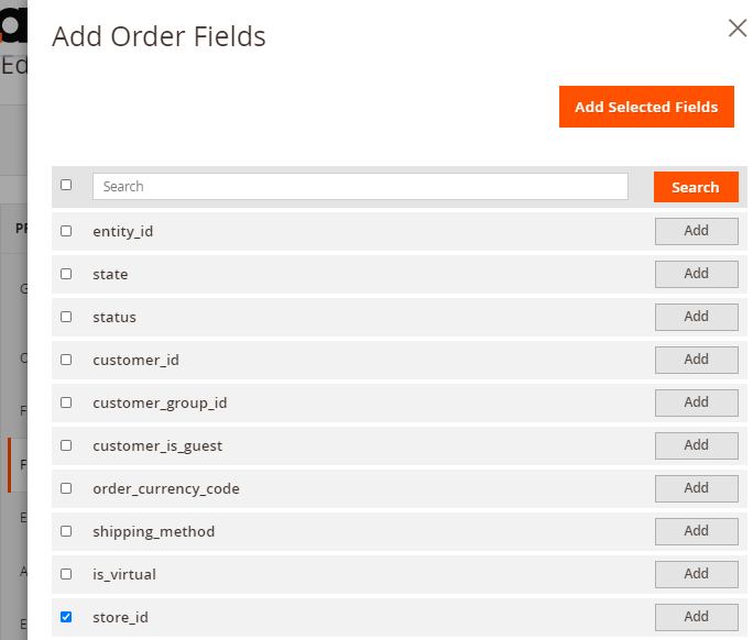 magento 2 export orders order export fileds popup
