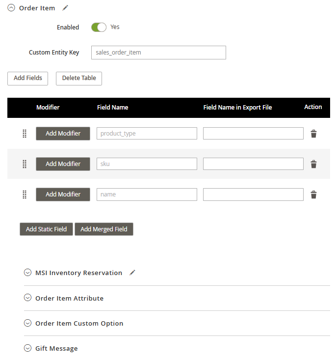 magento 2 export orders order export subentity fields