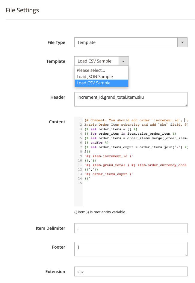 {{  magento 2 export orders twig template
