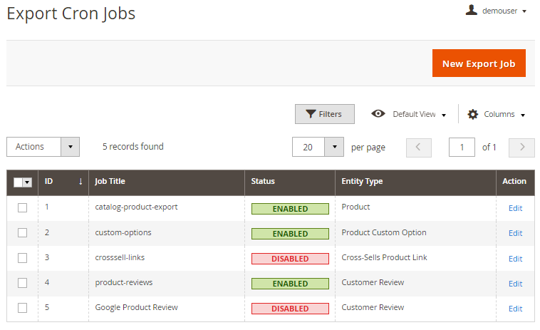 magento 2 export products export cron jobs