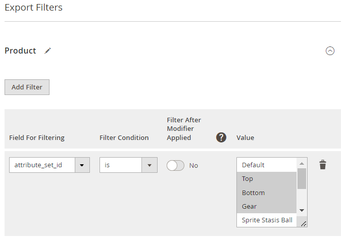 magento 2 export products filters 1