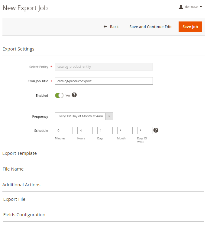 magento 2 export products new cron job