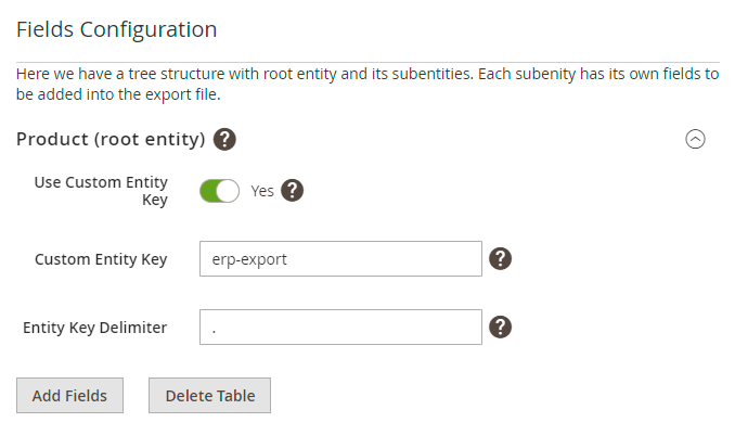 magento 2 export products root entity