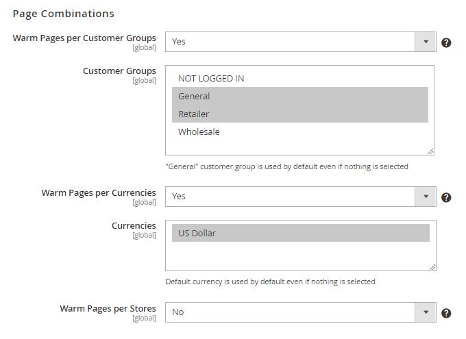 2 full page cache warmer page combinations
