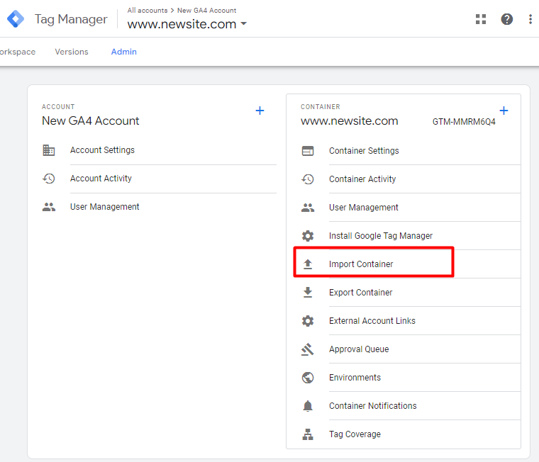 magento 2 ga4 with gtm 11 import container