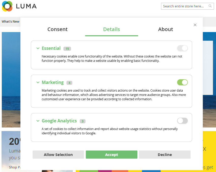 magento 2 gdpr upgraded popup sample of customization
