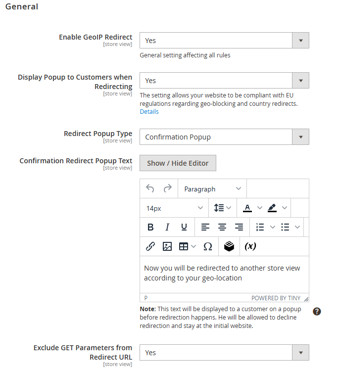 magento 2 geoip redirect settings new