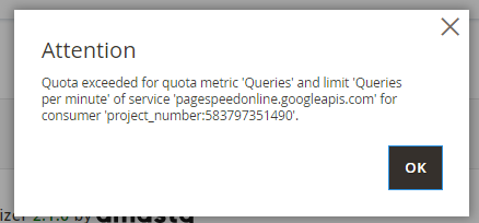 magento 2 google page speed optimizer gpso google error