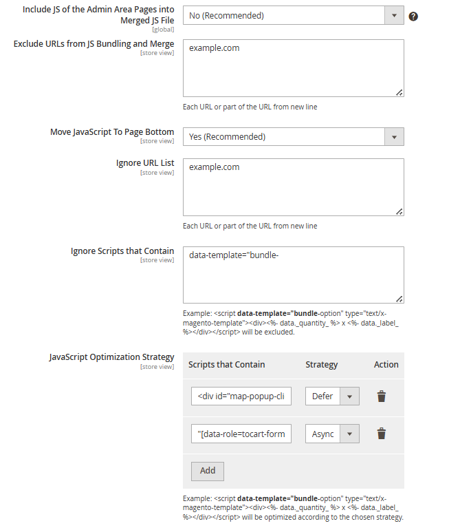 magento 2 google page speed optimizer gpso m2 js ignore list