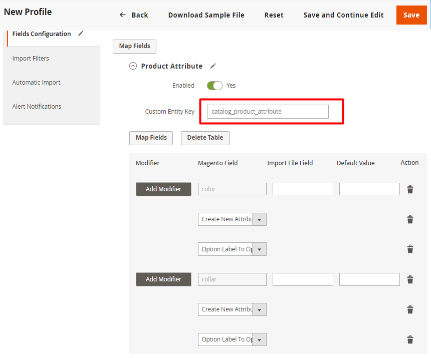 magento 2 import and export correct node name