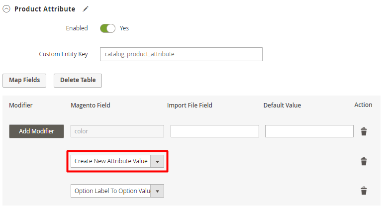 magento 2 import and export create new attribute value