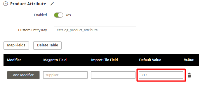 magento 2 import and export default value option