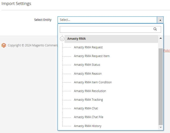 magento 2 import and export rma import