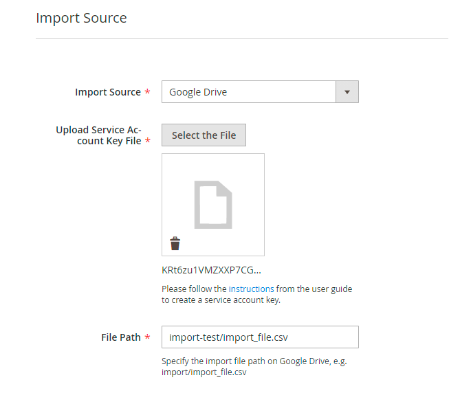 magento 2 import orders drive settings