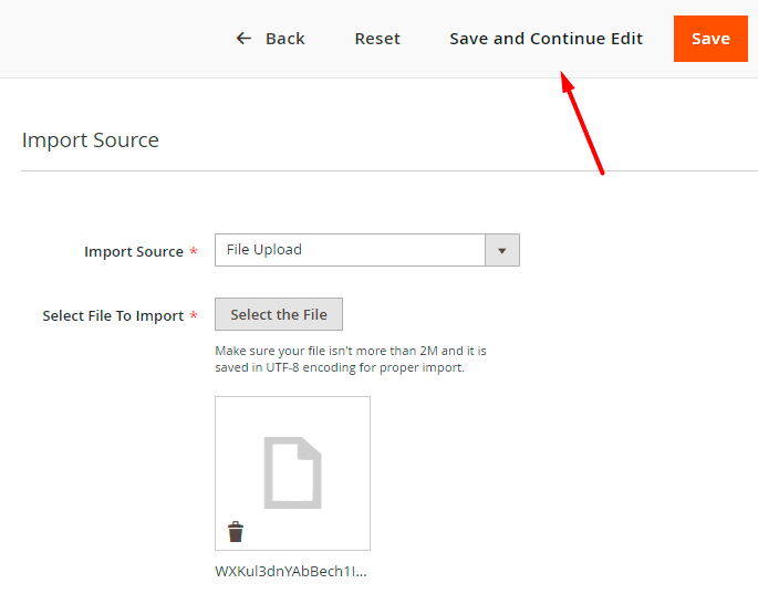 magento 2 import orders file upload