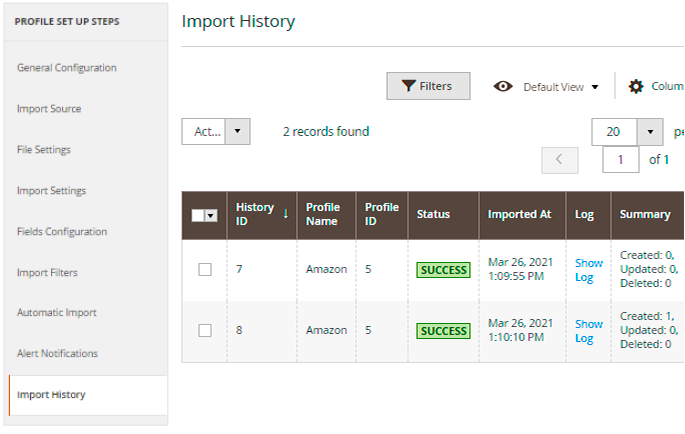 magento 2 import orders import history