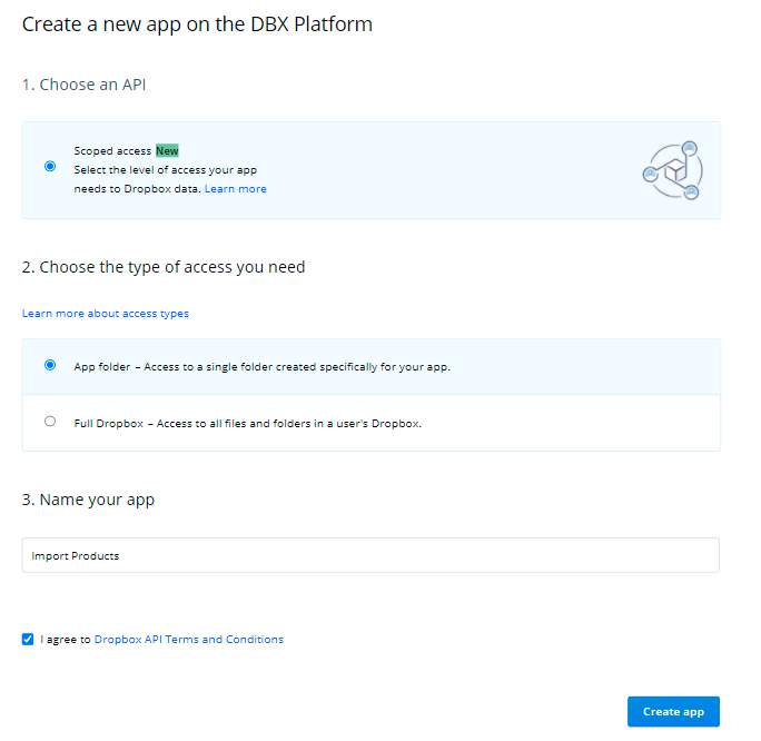magento 2 import products dropbox step 2