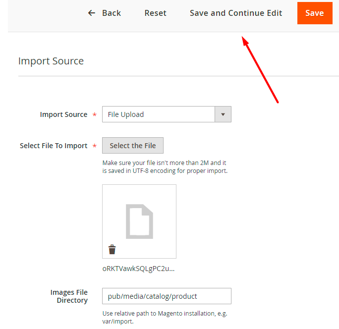 magento 2 import products fileupload
