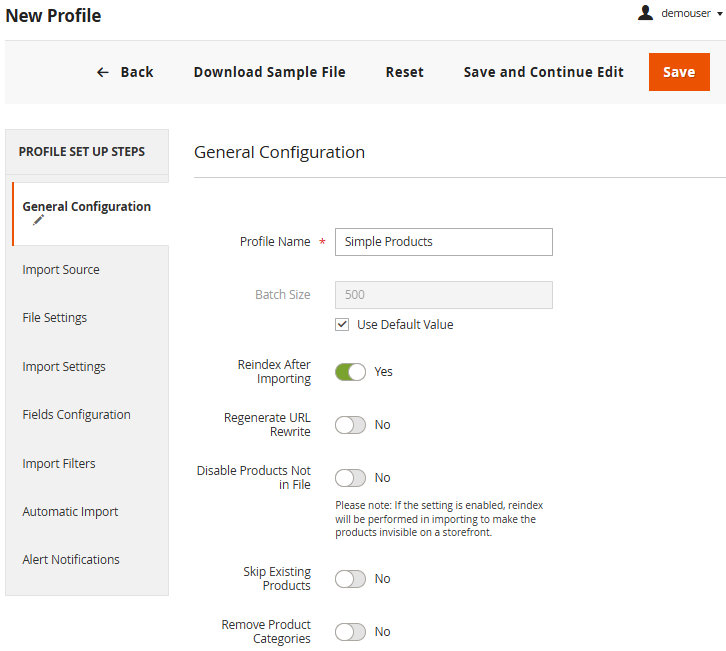 magento 2 import products newprofilecreationproducts